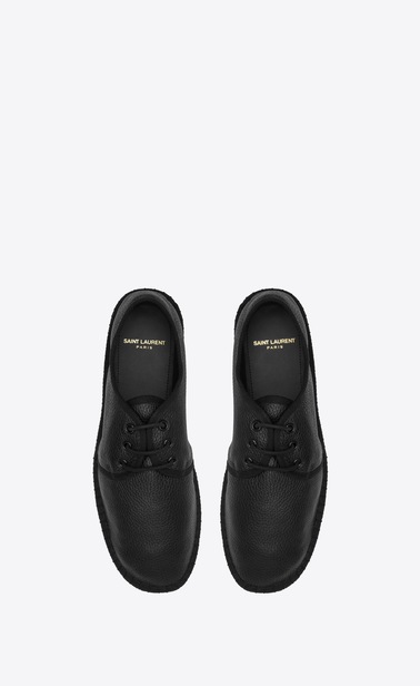 SAINT LAURENT Casual Shoes Man laced espadrille in grained black leather b_V4